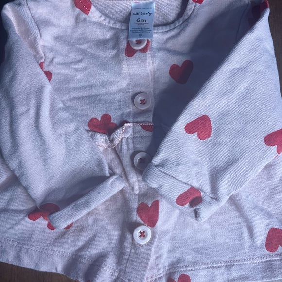 Carter's Pink Cardigan with Red hearts 6 months - Picture 3 of 4